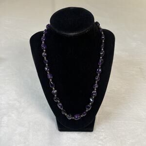 Vintage Purple Amethyst Polished Stone Necklace 9 inches Benefits Charity